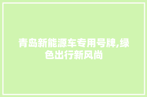 青岛新能源车专用号牌,绿色出行新风尚