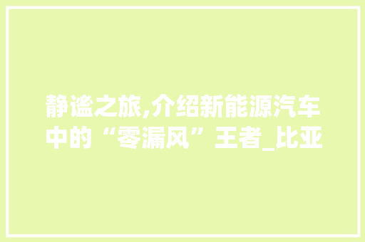 静谧之旅,介绍新能源汽车中的“零漏风”王者_比亚迪汉EV