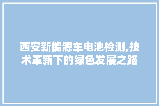 西安新能源车电池检测,技术革新下的绿色发展之路