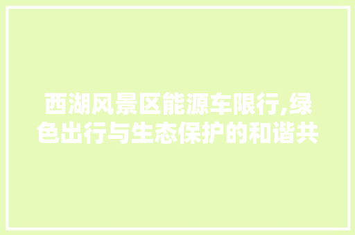 西湖风景区能源车限行,绿色出行与生态保护的和谐共鸣