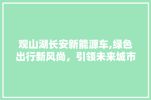 观山湖长安新能源车,绿色出行新风尚，引领未来城市交通