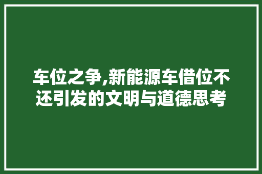 车位之争,新能源车借位不还引发的文明与道德思考