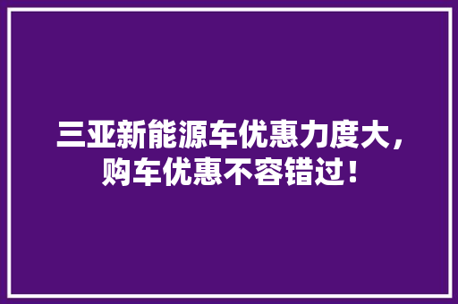 三亚新能源车优惠力度大，购车优惠不容错过！ 汽车配件