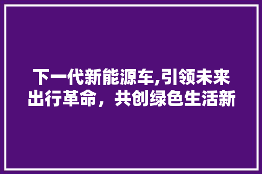下一代新能源车,引领未来出行革命，共创绿色生活新篇章