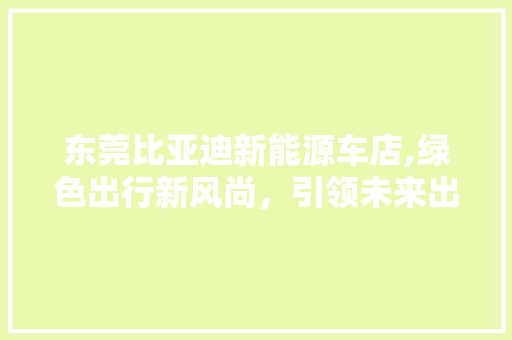 东莞比亚迪新能源车店,绿色出行新风尚，引领未来出行潮流