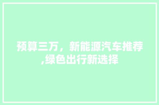 预算三万，新能源汽车推荐,绿色出行新选择