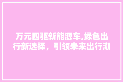 万元四驱新能源车,绿色出行新选择，引领未来出行潮流