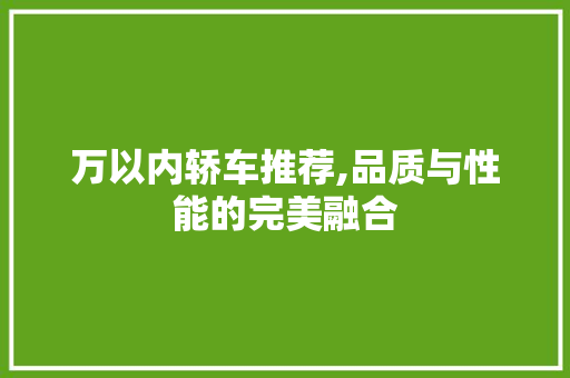 万以内轿车推荐,品质与性能的完美融合