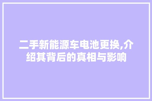 二手新能源车电池更换,介绍其背后的真相与影响