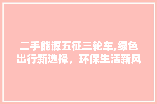 二手能源五征三轮车,绿色出行新选择，环保生活新风尚