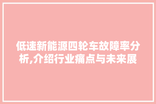 低速新能源四轮车故障率分析,介绍行业痛点与未来展望 新车资讯