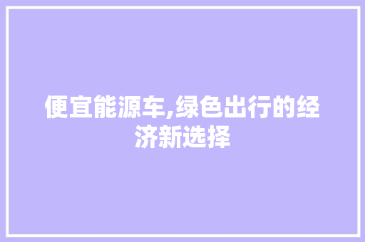 便宜能源车,绿色出行的经济新选择