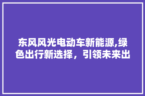 东风风光电动车新能源,绿色出行新选择，引领未来出行潮流