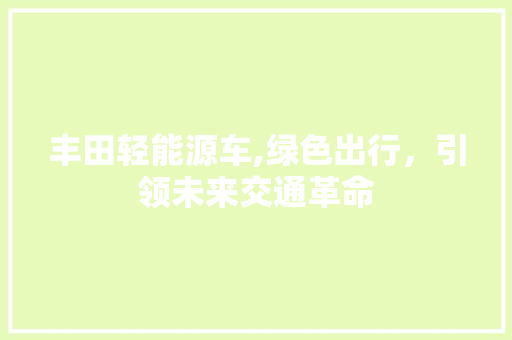 丰田轻能源车,绿色出行，引领未来交通革命