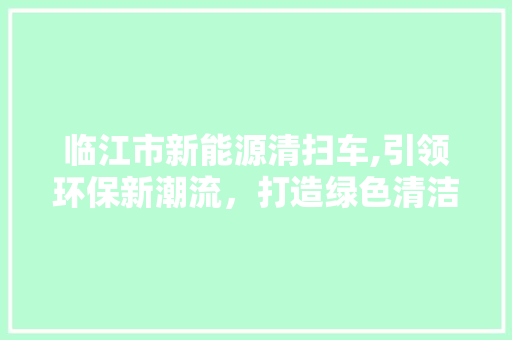 临江市新能源清扫车,引领环保新潮流，打造绿色清洁城市