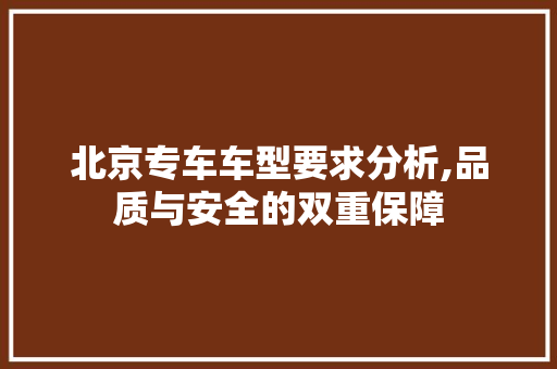 北京专车车型要求分析,品质与安全的双重保障