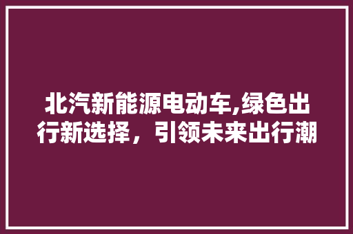 北汽新能源电动车,绿色出行新选择，引领未来出行潮流