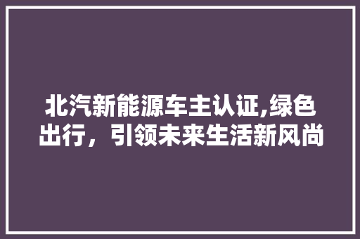 北汽新能源车主认证,绿色出行，引领未来生活新风尚