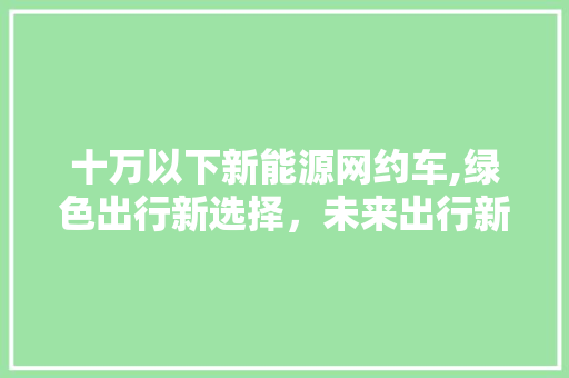 十万以下新能源网约车,绿色出行新选择，未来出行新趋势