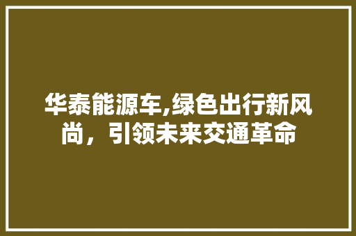 华泰能源车,绿色出行新风尚，引领未来交通革命