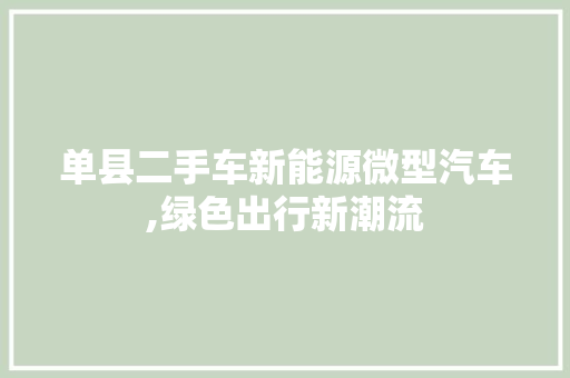单县二手车新能源微型汽车,绿色出行新潮流