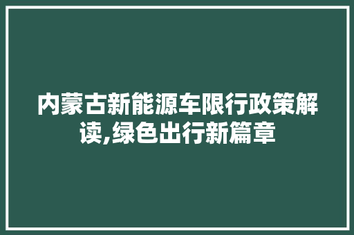 内蒙古新能源车限行政策解读,绿色出行新篇章