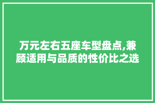 万元左右五座车型盘点,兼顾适用与品质的性价比之选