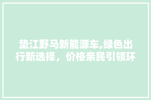 垫江野马新能源车,绿色出行新选择，价格亲民引领环保潮流