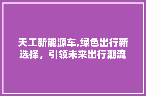 天工新能源车,绿色出行新选择，引领未来出行潮流