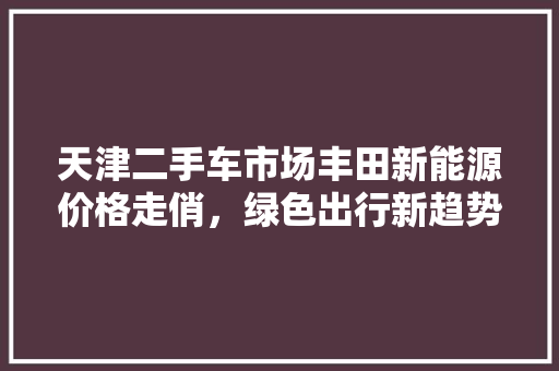 天津二手车市场丰田新能源价格走俏，绿色出行新趋势