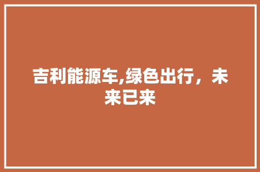 吉利能源车,绿色出行，未来已来