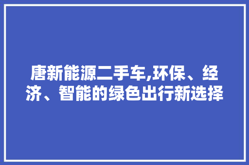唐新能源二手车,环保、经济、智能的绿色出行新选择