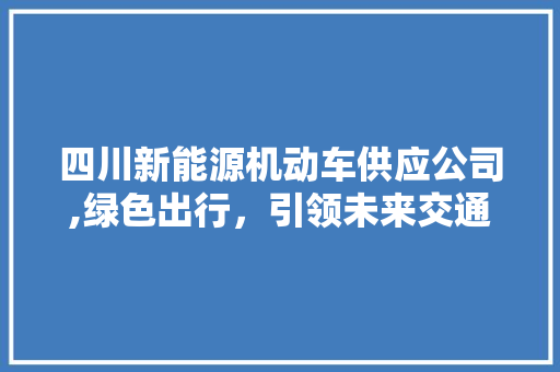 四川新能源机动车供应公司,绿色出行，引领未来交通新风尚