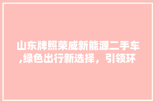 山东牌照荣威新能源二手车,绿色出行新选择，引领环保潮流