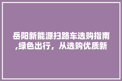 岳阳新能源扫路车选购指南,绿色出行，从选购优质新能源扫路车开始