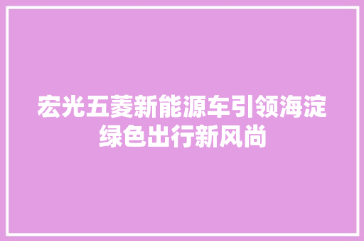 宏光五菱新能源车引领海淀绿色出行新风尚