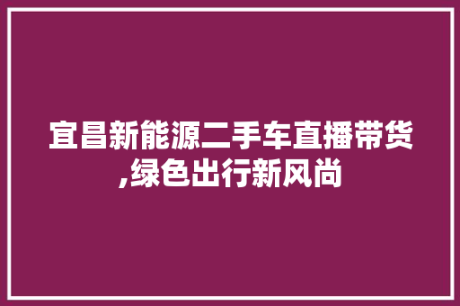 宜昌新能源二手车直播带货,绿色出行新风尚