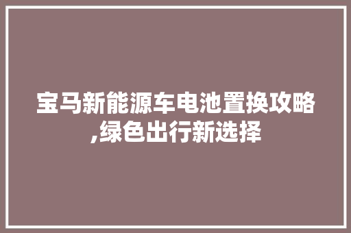 宝马新能源车电池置换攻略,绿色出行新选择