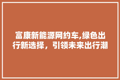 富康新能源网约车,绿色出行新选择，引领未来出行潮流