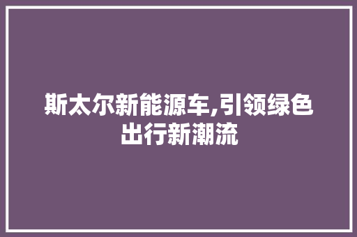 斯太尔新能源车,引领绿色出行新潮流