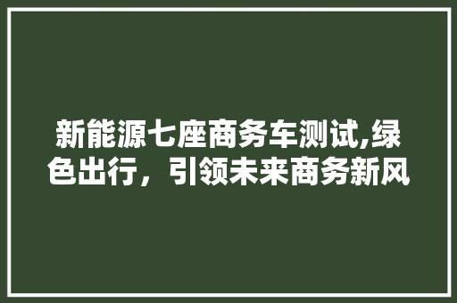 新能源七座商务车测试,绿色出行，引领未来商务新风尚