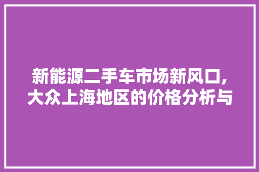 新能源二手车市场新风口,大众上海地区的价格分析与趋势展望