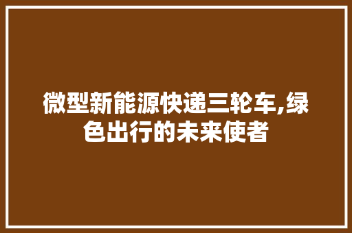 微型新能源快递三轮车,绿色出行的未来使者
