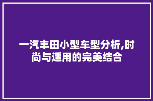 一汽丰田小型车型分析,时尚与适用的完美结合