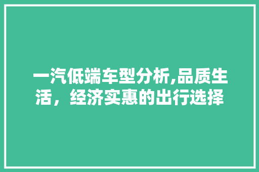 一汽低端车型分析,品质生活，经济实惠的出行选择