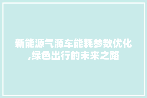 新能源气源车能耗参数优化,绿色出行的未来之路