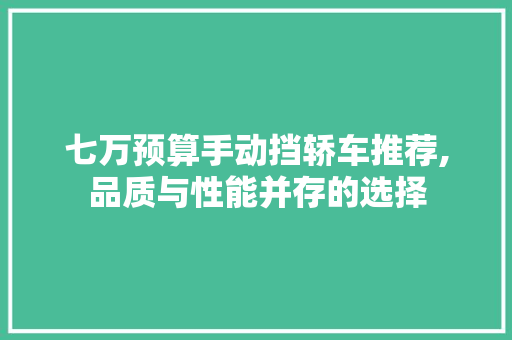 七万预算手动挡轿车推荐,品质与性能并存的选择