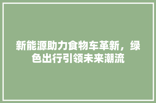 新能源助力食物车革新，绿色出行引领未来潮流 新车资讯