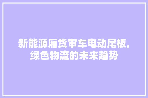新能源厢货审车电动尾板,绿色物流的未来趋势