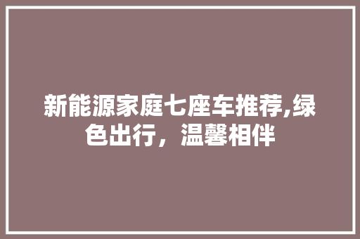 新能源家庭七座车推荐,绿色出行，温馨相伴